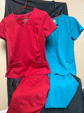 Dickies and Purple Label Teal and Red V-Neck Medical Scrub Sets